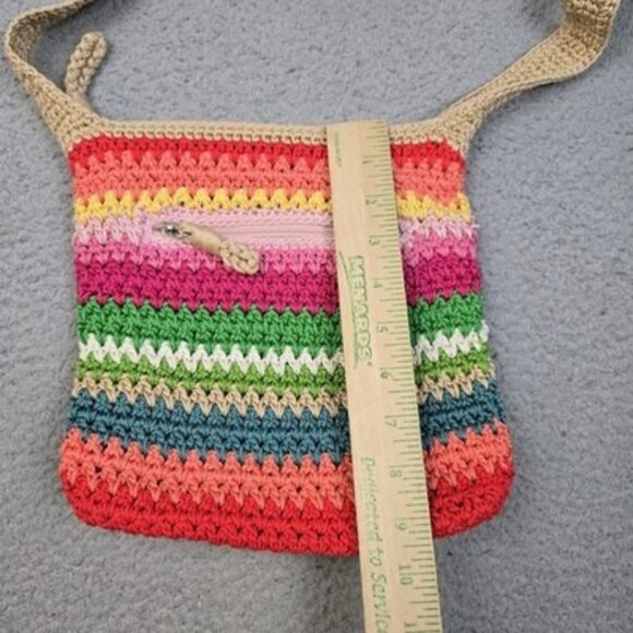 The Sak Crochet Crossbody Bag Rainbow Striped Boho Hippie Purse - Picture 4 of 9
